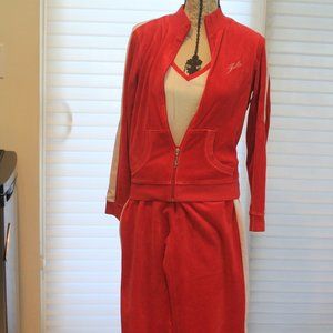 3PC RED VELVET J LO TRACK SUIT AND SHIRT
